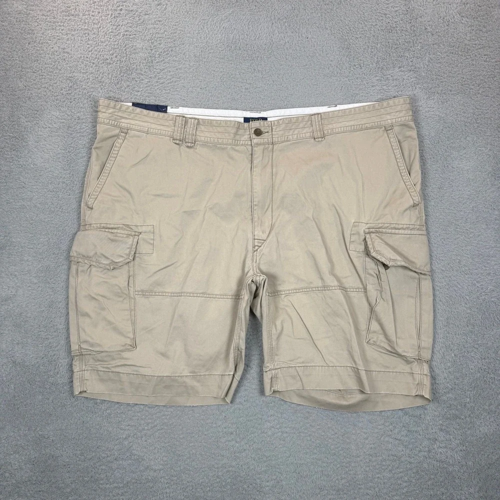Polo Ralph Lauren Mens Tan Khaki Cotton Chino Cargo Shorts Size 52 Utility Prep